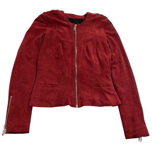 Nour Hammour Fringe Lamb Leather Jacket in Red - Picture 3 of 10